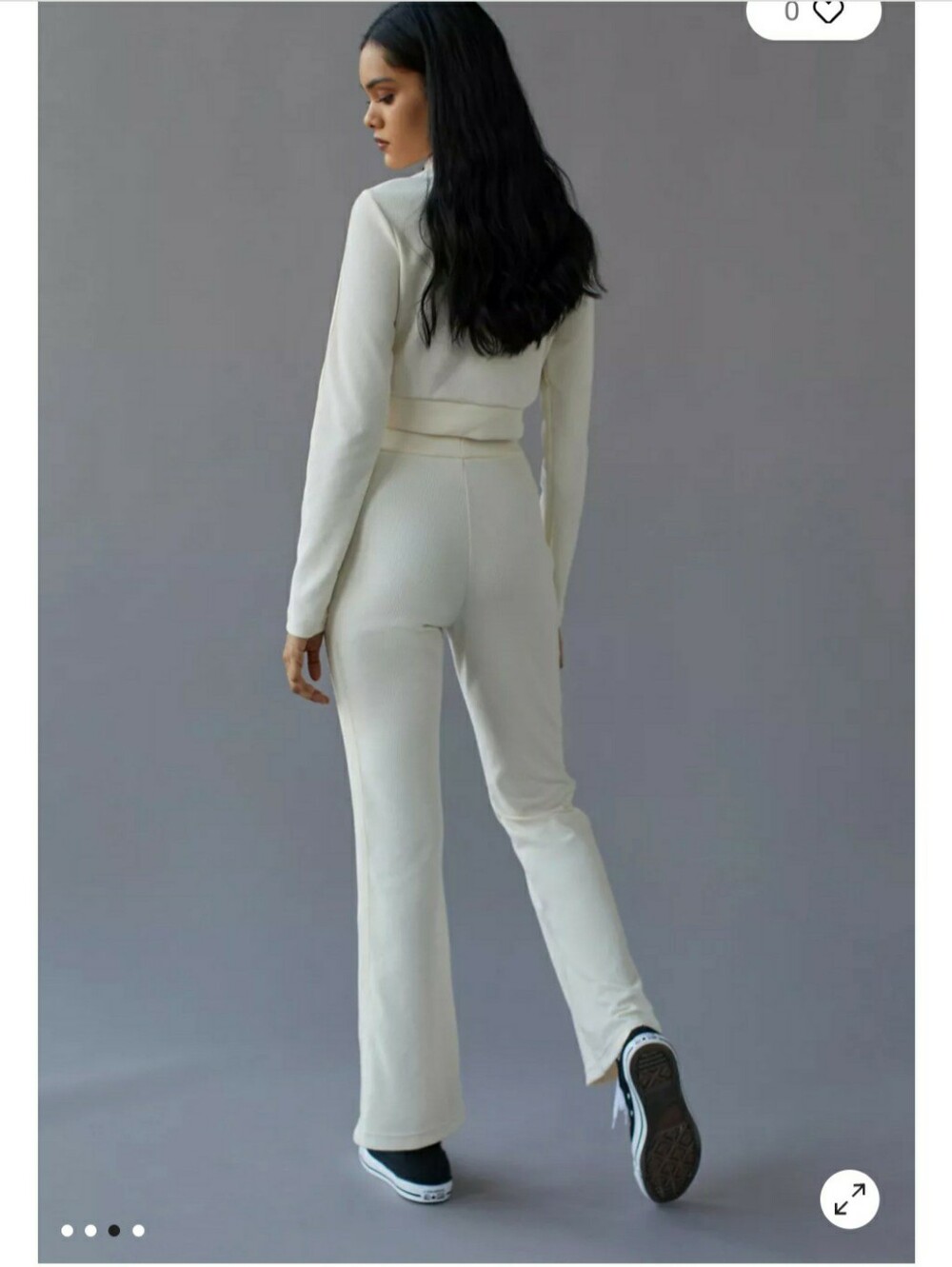 ADIDAS Ivory Ribbed Flared Pants - Picture 3 of 7